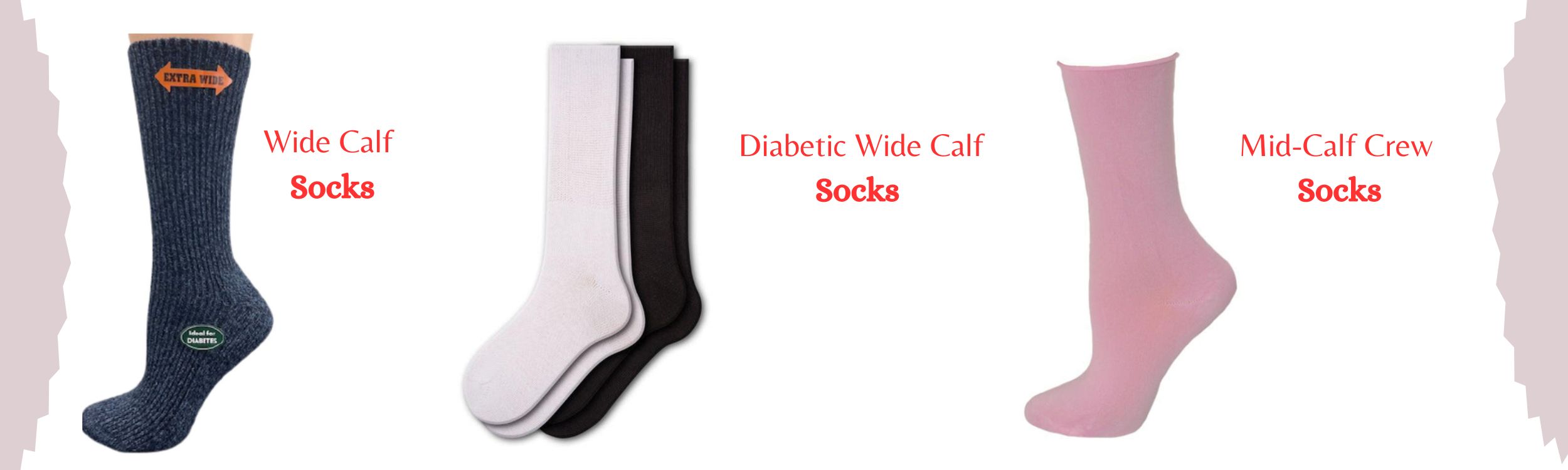 Best Selection of Wide Calf, Diabetic Compression Socks & MidCalf Crew