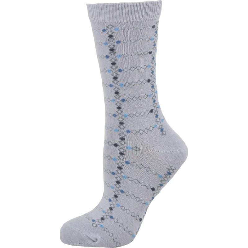 Women's Cotton Geometric Pattern Crew Socks Grey