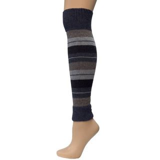 Buy denim Girl's Stripe Lambswool Knee Hi Leg Warmers