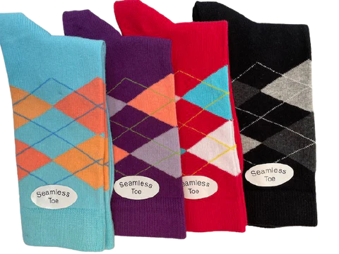 Cotton Argyle Crew Socks for Women's