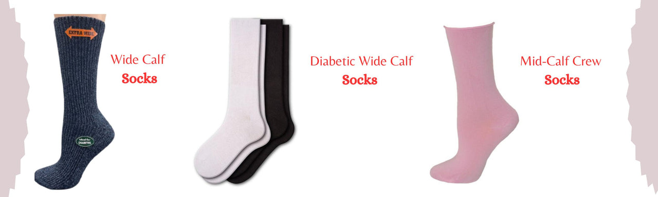 Best Selection of Wide Calf, Diabetic Compression Socks & Mid-Calf Crew Socks - All in One Place
