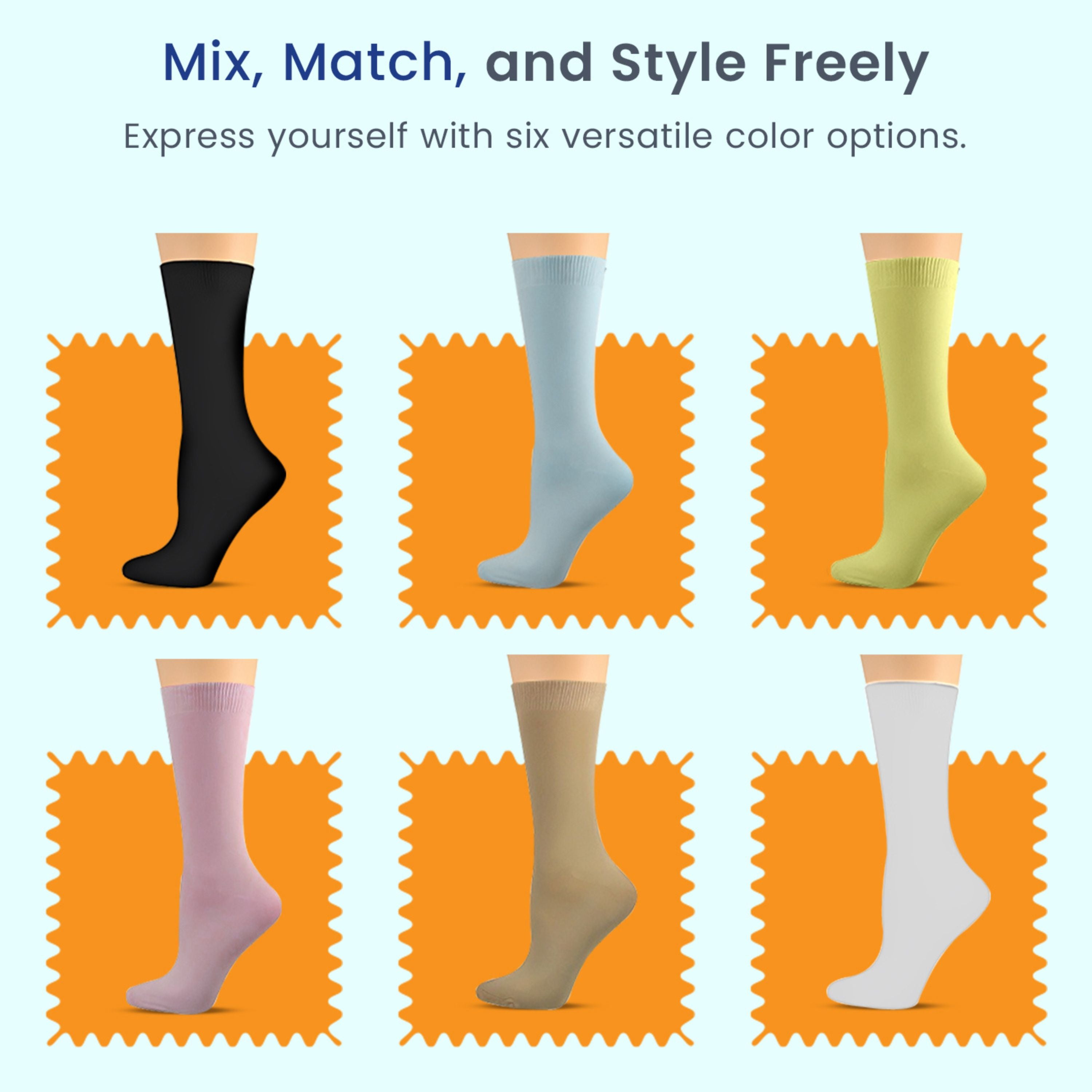 Women's Solid Color Bamboo Crew Socks - 3 Pairs