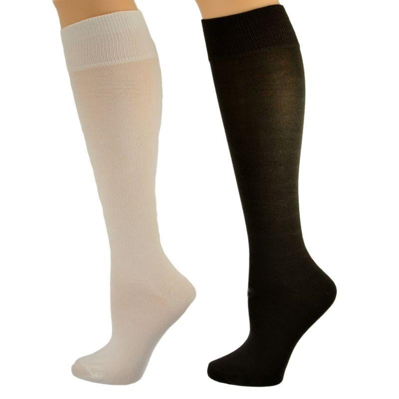 Classic Flat Knit Rayon Knee Hi Socks 2 pair Pack