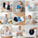 Newborn Unisex Booties Combed Cotton Turn-Cuff Sock, Ultra Soft Infant Socks, 6 Pair Pack Classic White and BONUS 3 Pair Blue