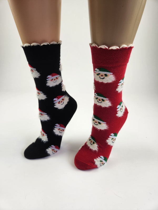 Women's Crew Socks for Winter and Christmas - 2 Pair Packs Colorful Socks for the Holidays