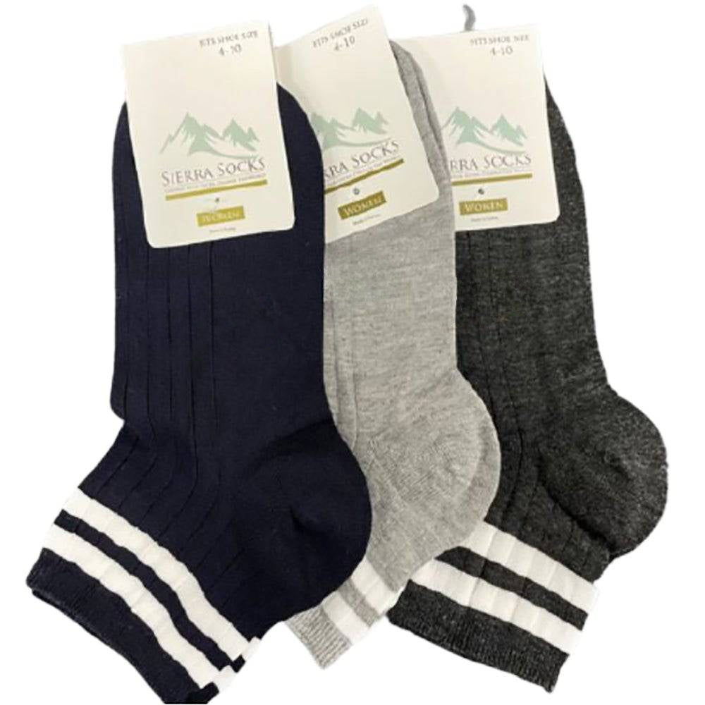 Women's Rayon Quarter Hi Performance Ankle Socks Striped Fun and Sporty Socks for Girls, Women and Teens