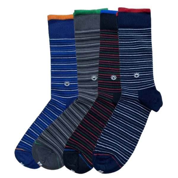 Men’s Cotton Crew Dress Socks – Soft, Breathable, Stylish for Work and Casual Wear - 4 Pair Boxed Set, Ready for Gift Giving!