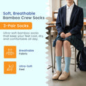 Women's Solid Color Bamboo Crew Socks - 3 Pairs