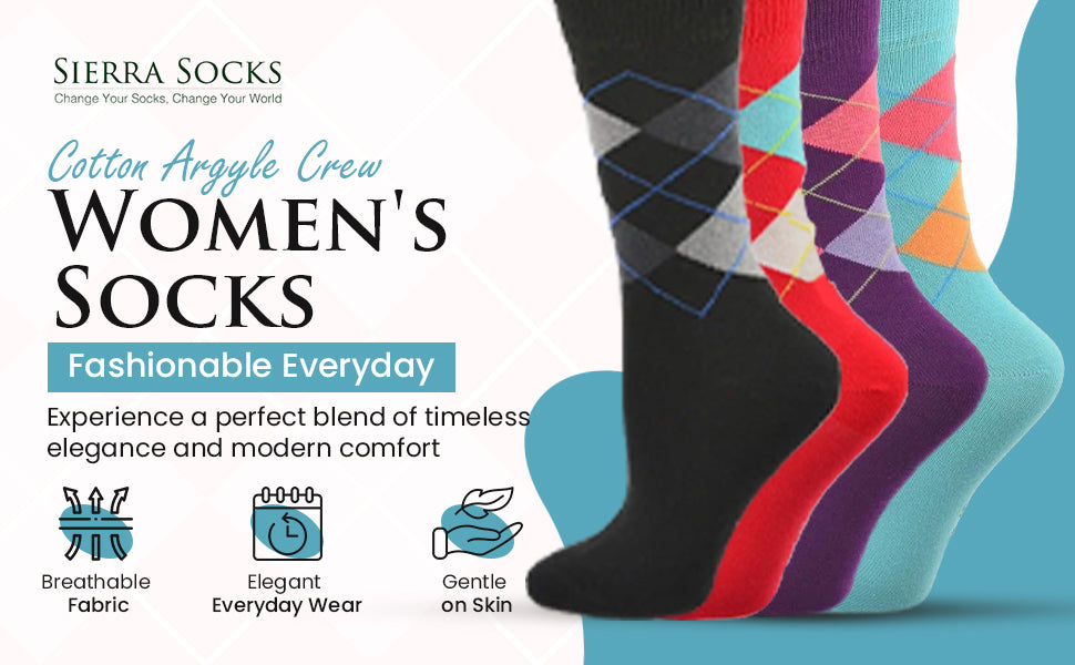 Cotton Argyle Crew Women's Socks