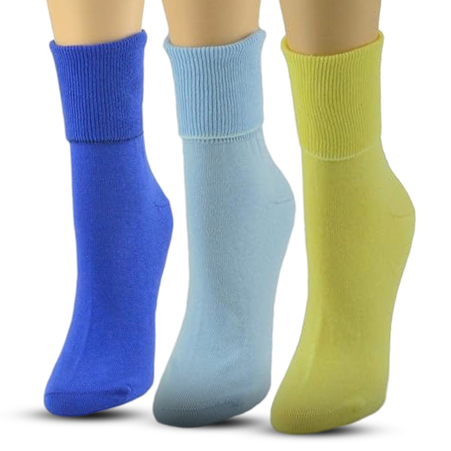 Women's 100% Combed Cotton Socks, Thin, Ankle Turn Cuff 3 Pair Pack