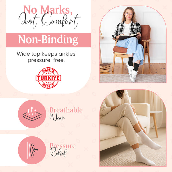 Diabetic/Arthritic Cushioned Cotton Ankle Socks 3 Pack Women Socks