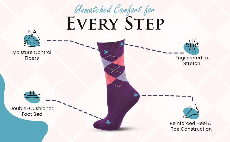 Cotton Argyle Crew Women's Socks