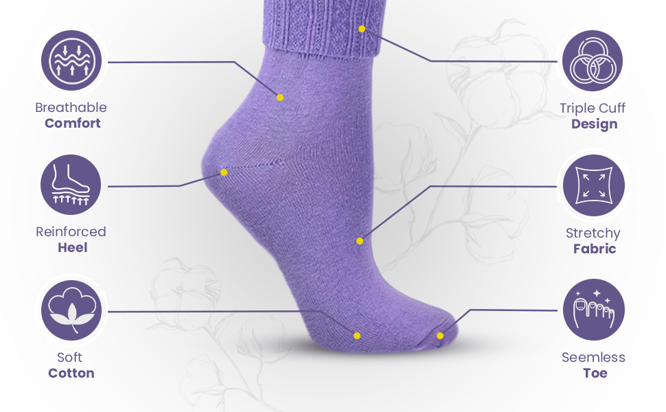 Colorful Socks - Sierra Socks Women Triple Cuff Crew Cotton Colorful Socks 6 Pair Pack