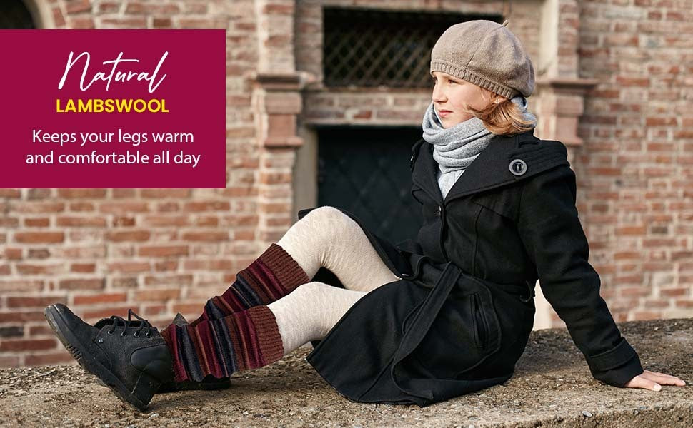 Lambswool Colorful Leg Warmers for Women, Girls and Teens