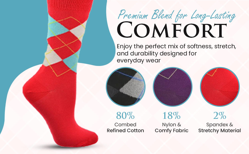 Cotton Argyle Crew Women's Socks