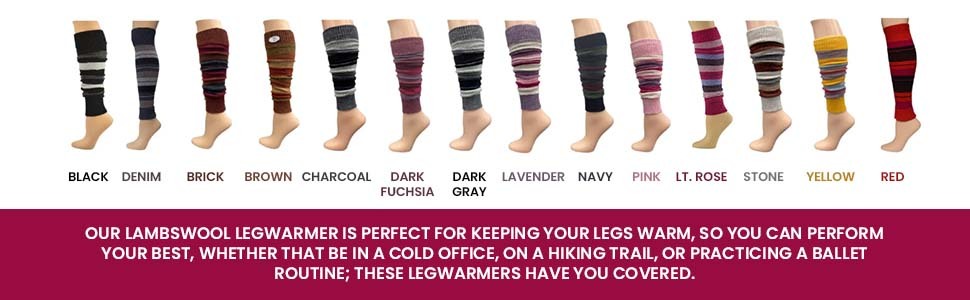 Lambswool Colorful Leg Warmers for Women, Girls and Teens