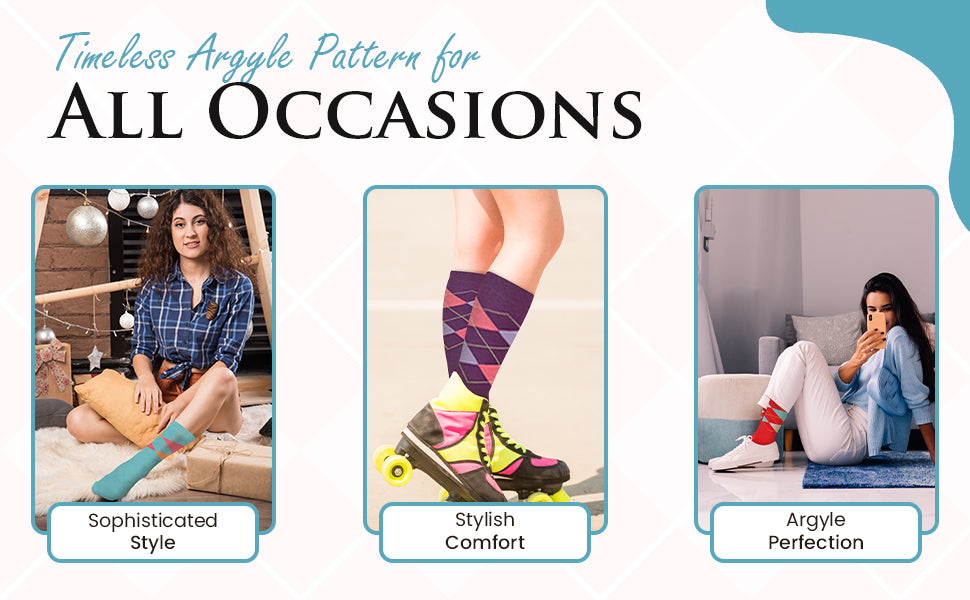 Cotton Argyle Crew Women's Socks