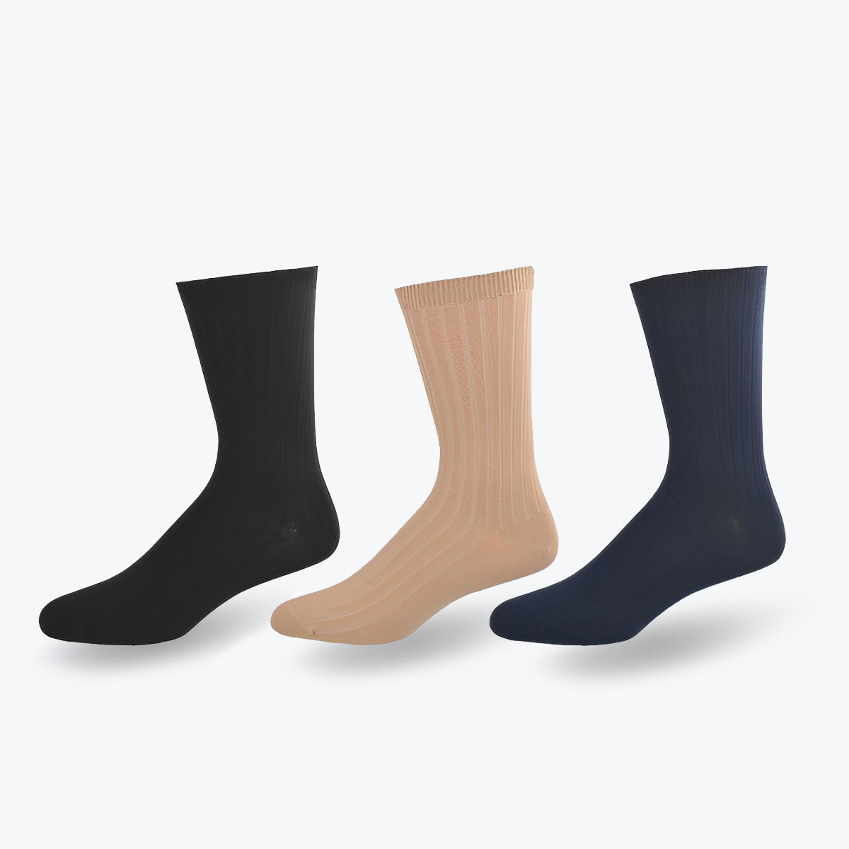 Sierra Socks Big Boys & Girls (Unisex) Classic Dress Uniform Ribbed 3 Pair Pack Crew Socks - Blue