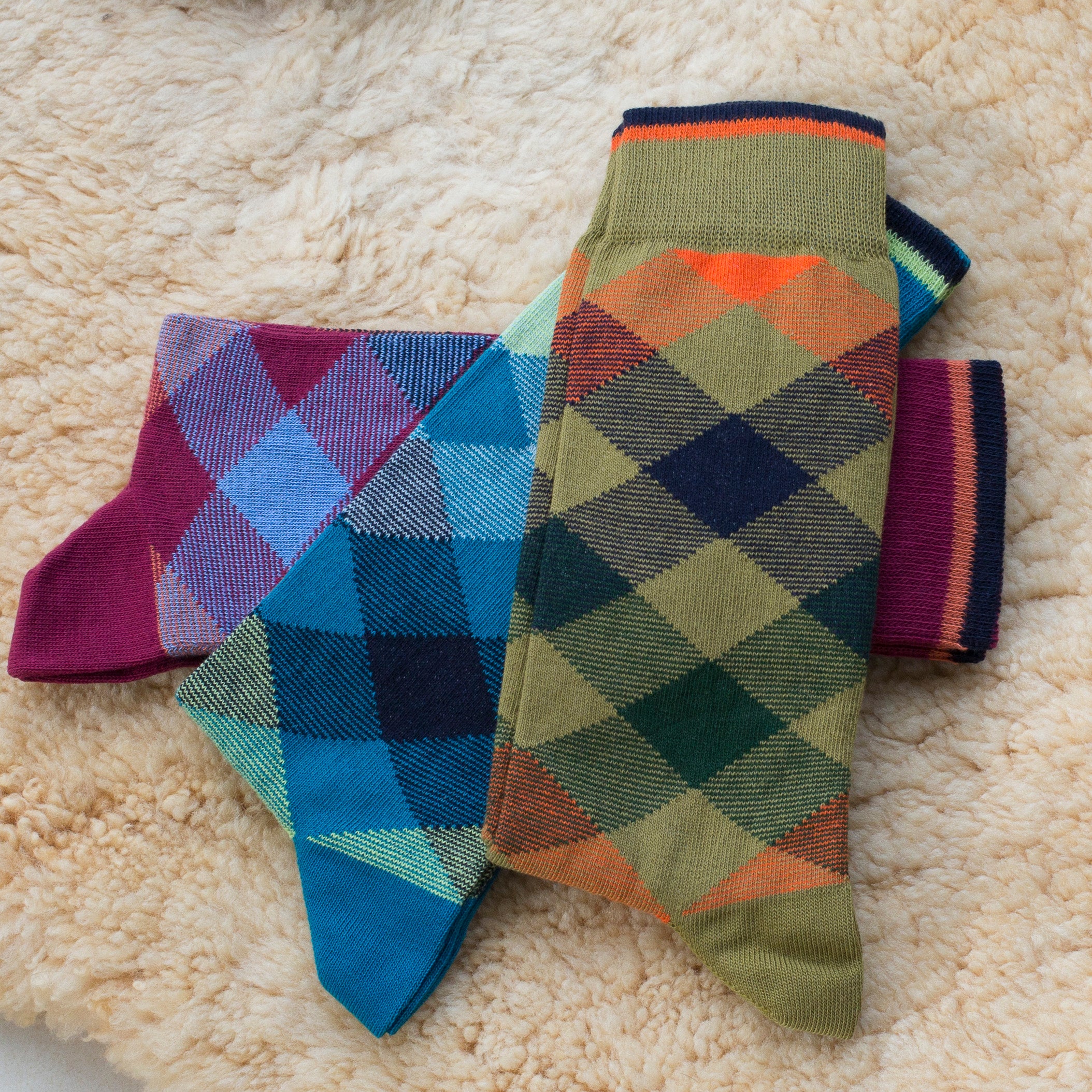 Dress Casual Combed Cotton Crew Argyle Socks