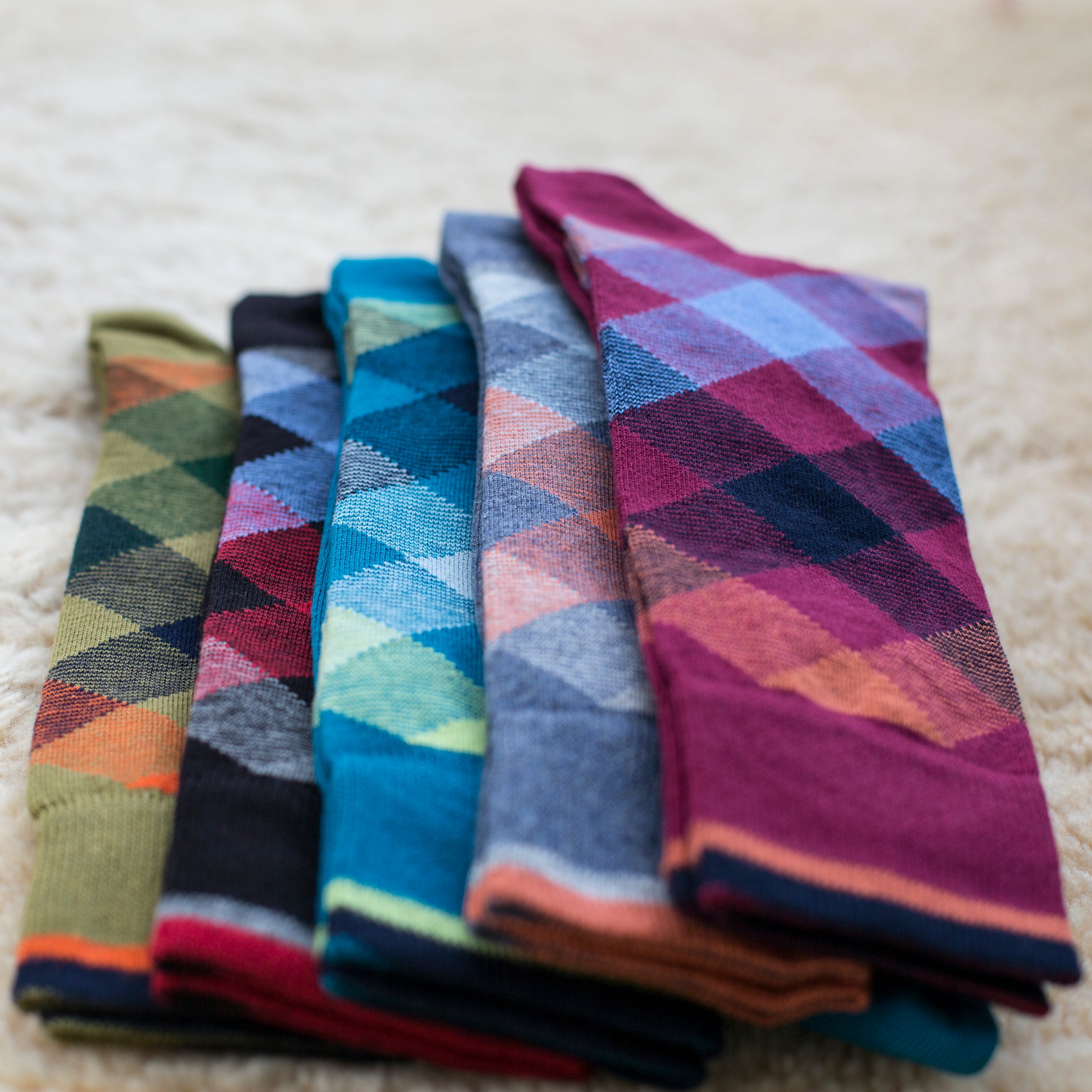 Dress Casual Combed Cotton Crew Argyle Socks