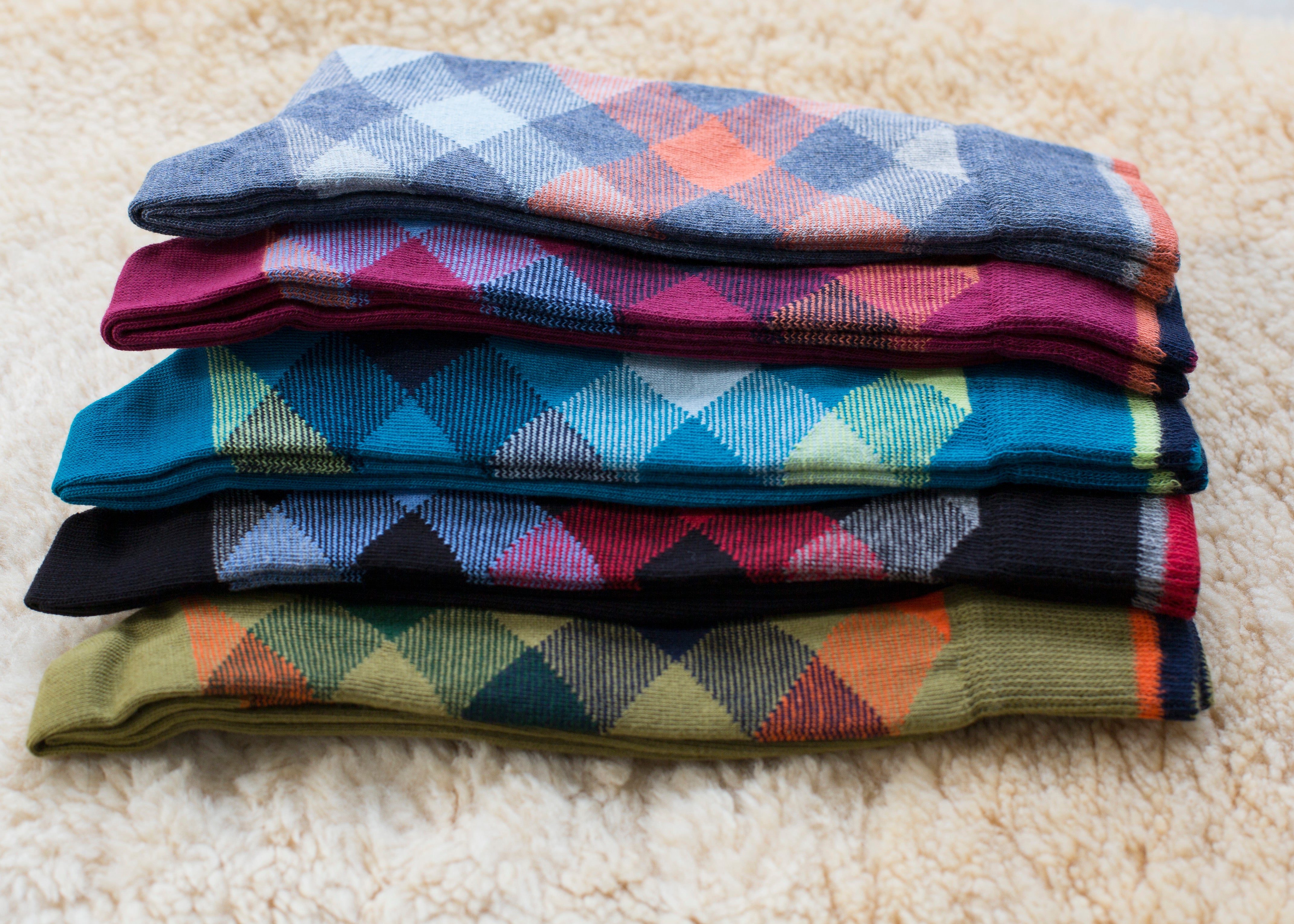 Dress Casual Combed Cotton Crew Argyle Socks