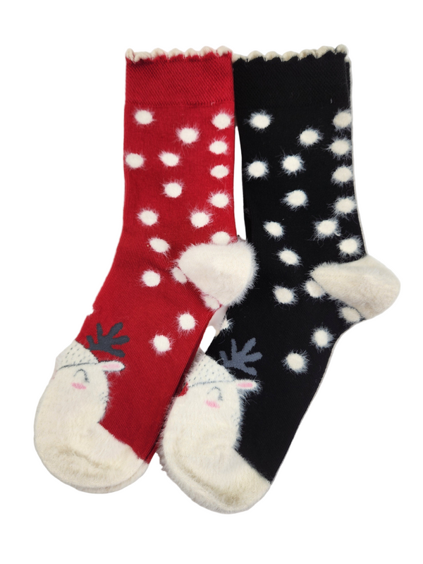 Women's Crew Socks for Winter and Christmas - 2 Pair Packs Colorful Socks for the Holidays