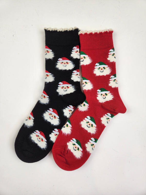 Women's Crew Socks for Winter and Christmas - 2 Pair Packs Colorful Socks for the Holidays