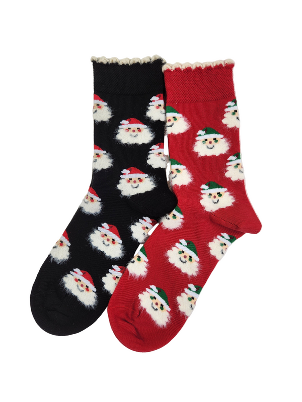 Women's Crew Socks for Winter and Christmas - 2 Pair Packs Colorful Socks for the Holidays