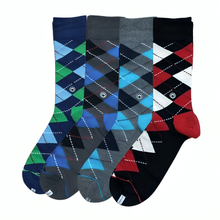 Men’s Cotton Crew Dress Socks – Soft, Breathable, Stylish for Work and Casual Wear - 4 Pair Boxed Set, Ready for Gift Giving!