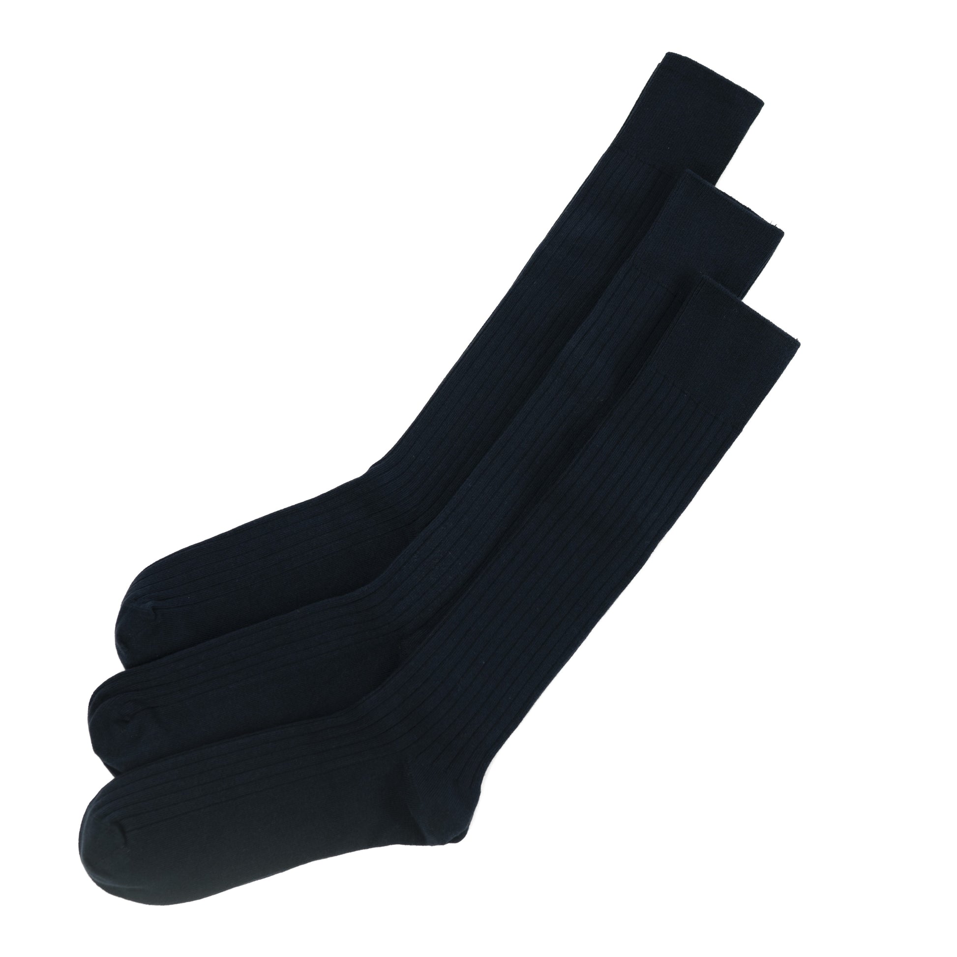 Classic Fine Ribbed Premium Over the Calf Combed Cotton Socks 3 Pair