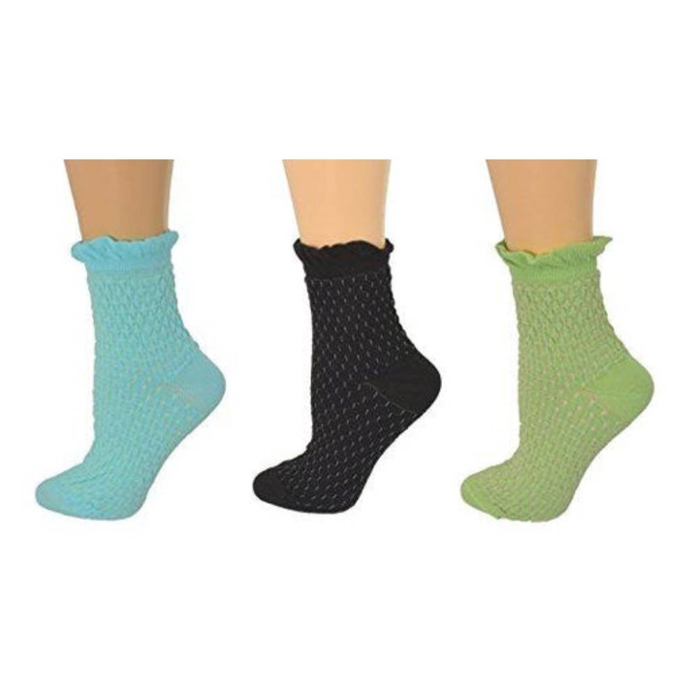 Diamond Pattern Quarter Combed Cotton Socks