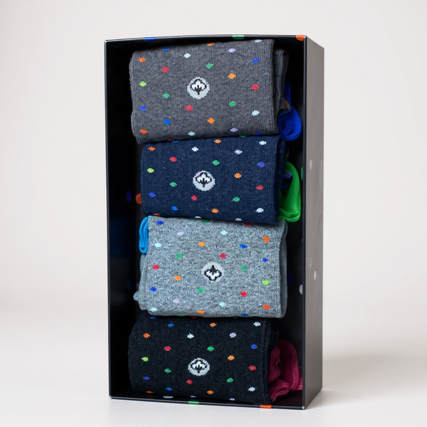 Men’s Cotton Crew Dress Socks – Soft, Breathable, Stylish for Work and Casual Wear - 4 Pair Boxed Set, Ready for Gift Giving!