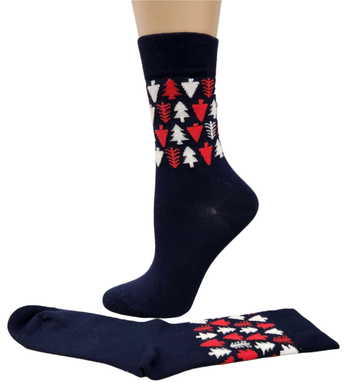 Women's Christmas Crew Tree Socks in Silky Viscose