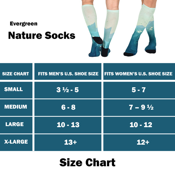 Sierra Socks Evergreen Pattern CoolMax Socks, Nature Collection for Men & Women Eco-Friendly Crew Socks