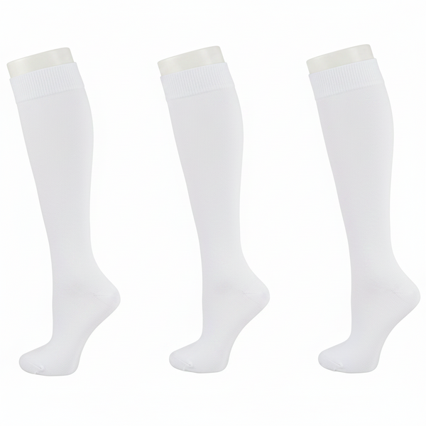 Combed Cotton Knee High Socks for Girls, Teens and Women in 3 Pair Packs - Classic Flat Knit Socks Great for School Uniforms, Nurses, Teachers
