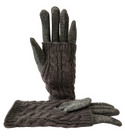 Women's Touch Screen Texting Gloves in Cable Knit and Furry Lining Comfort for Your Hands