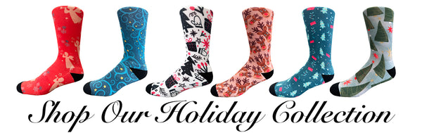 Christmas and Hanukkah Holiday Colorful CoolMax Crew Socks for Men & Women - Holly and Trees