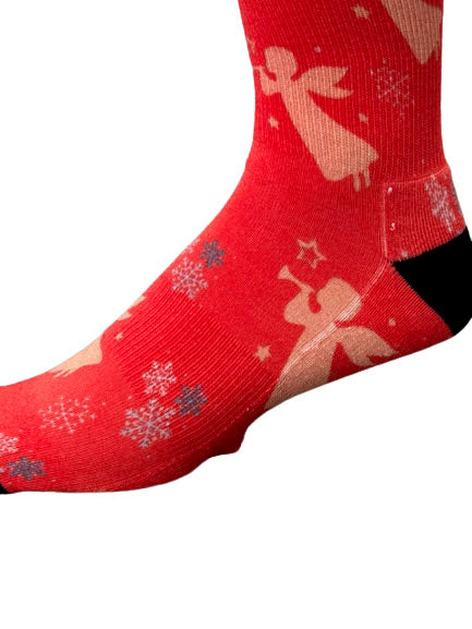Christmas and Hanukkah Holiday Colorful CoolMax Crew Socks for Men & Women - Angels
