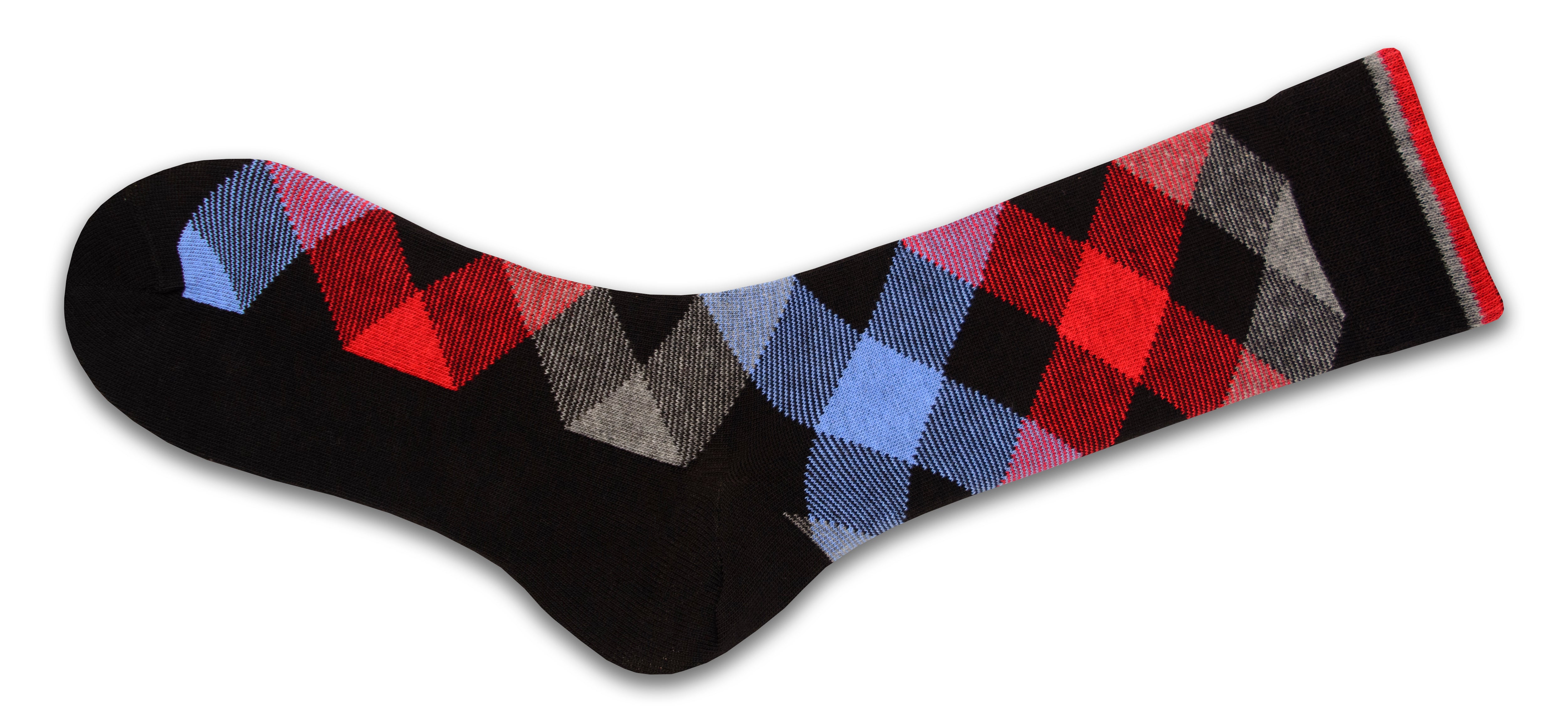 Men's Dress Casual 3 Pair Pack Combed Cotton Crew Argyle Socks