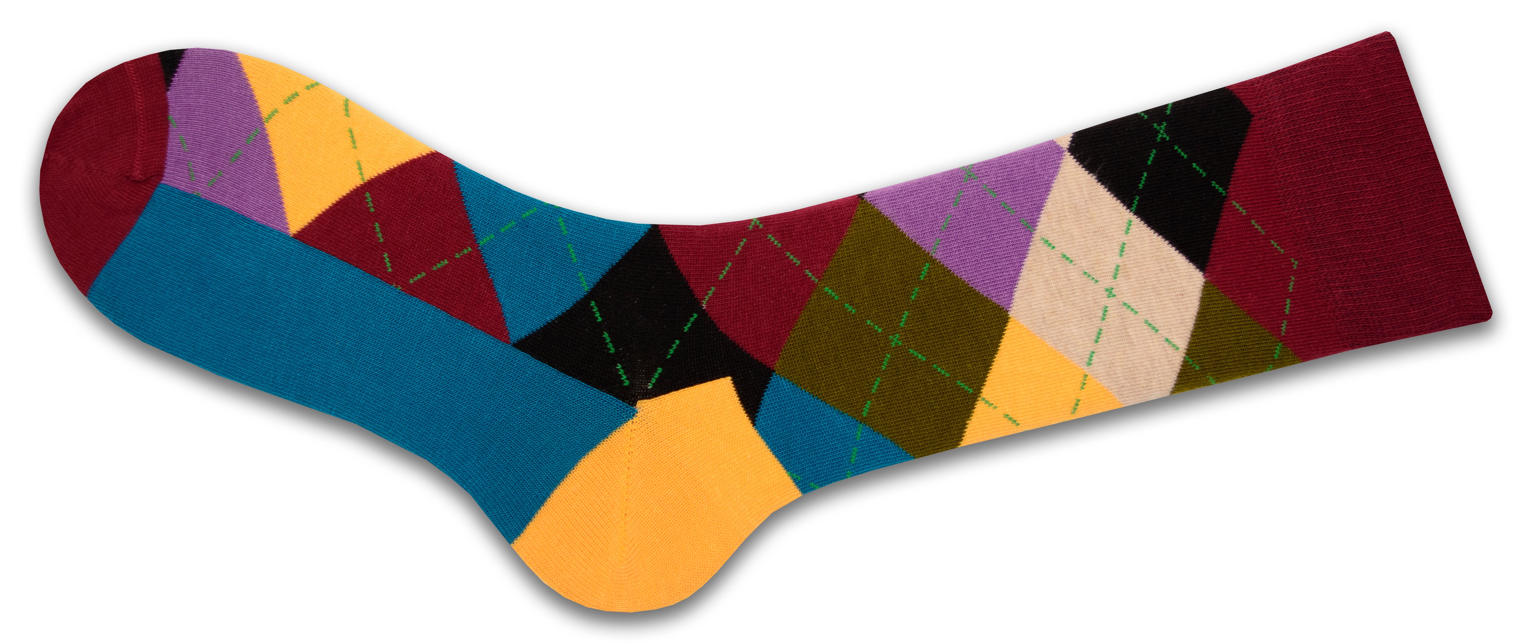 Men's Dress Casual 3 Pair Pack Combed Cotton Crew Argyle Socks