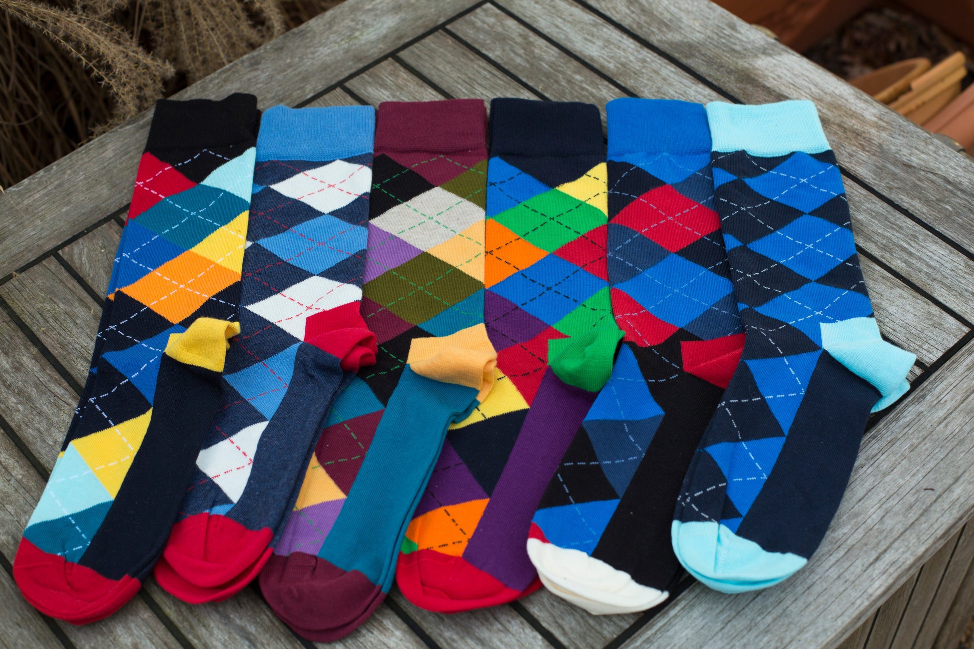 Men's Dress Casual 3 Pair Pack Combed Cotton Crew Argyle Socks