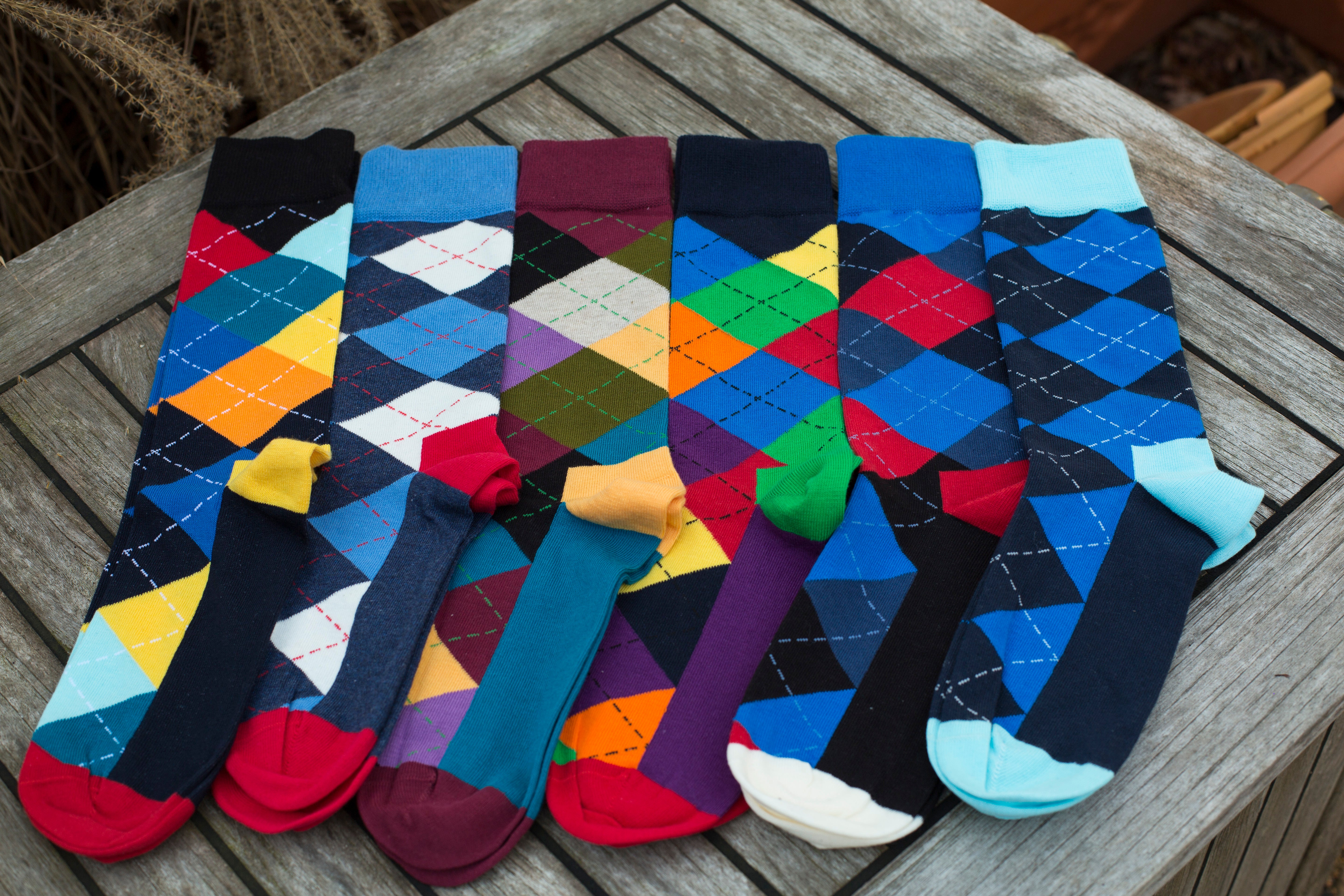 Men's Dress Casual 3 Pair Pack Combed Cotton Crew Argyle Socks