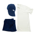 White Shirt/Navy Hat/Navy Shorts