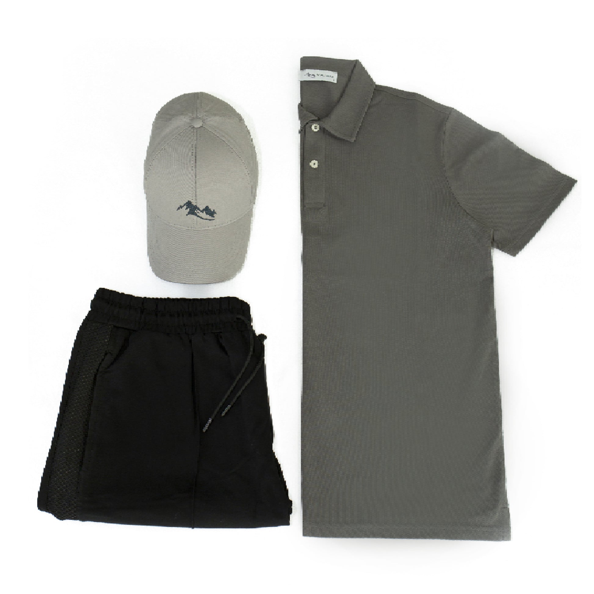 Men's Polo T-Shirt, Gym Shorts and Hat Set (3-Piece)