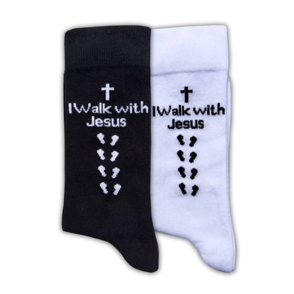 Inspirational Socks - for Men & Women in Combed Cotton "I Walk with Jesus" Motto