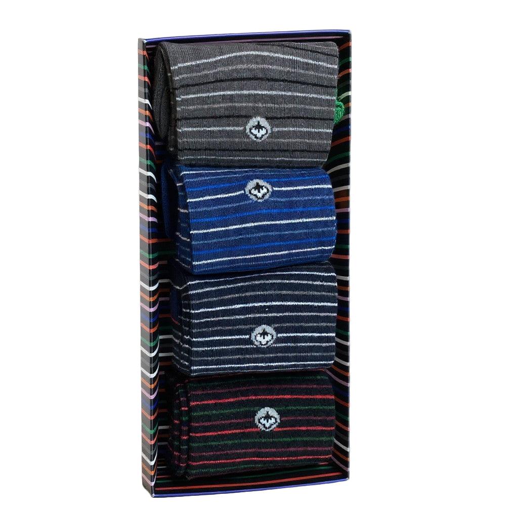 Men’s Cotton Crew Dress Socks – Soft, Breathable, Stylish for Work and Casual Wear - 4 Pair Boxed Set, Ready for Gift Giving!