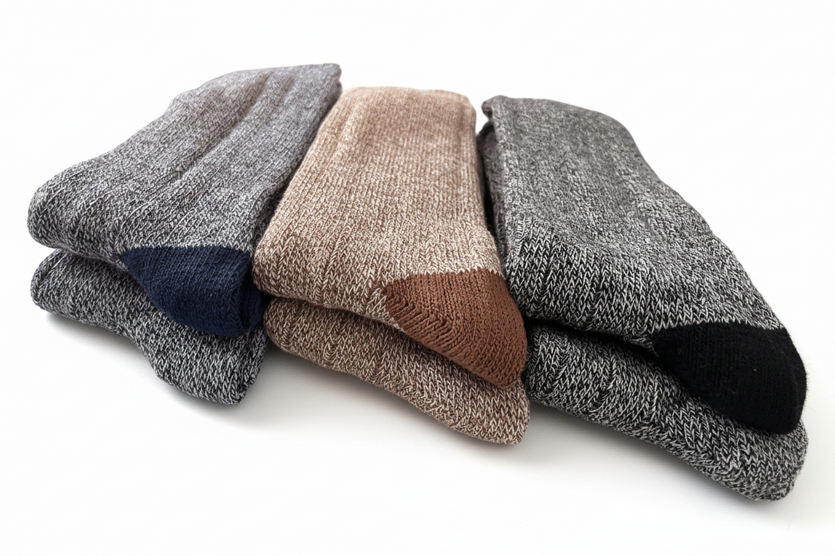Big and Tall Men's Crew Socks Midweight Cotton Blend in Fashionable Heather Colors