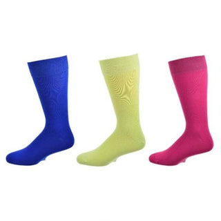 Solid Colorful Vibrant Cotton Crew Socks 3 Pair Pack
