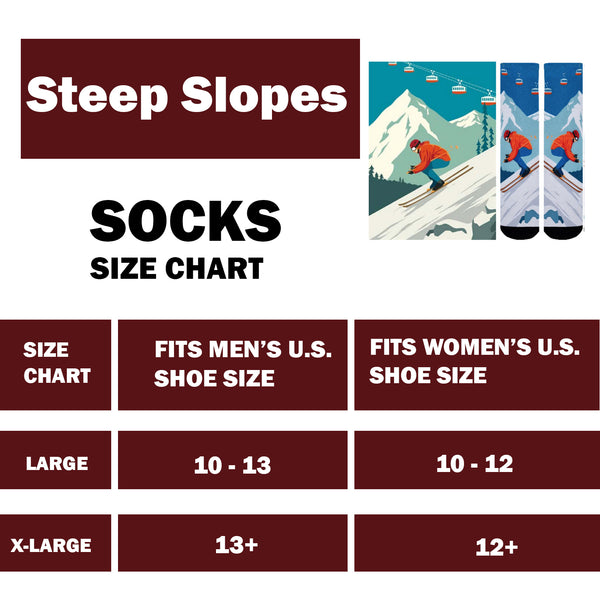 Sierra Socks Steep Slopes Pattern CoolMax Socks, Nature Collection for Men & Women Eco-Friendly Colorful Crew Socks