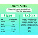 Women's 100% Combed Cotton Socks, Thin, Loose, Ankle Turn Cuff 3 Pair Pack
